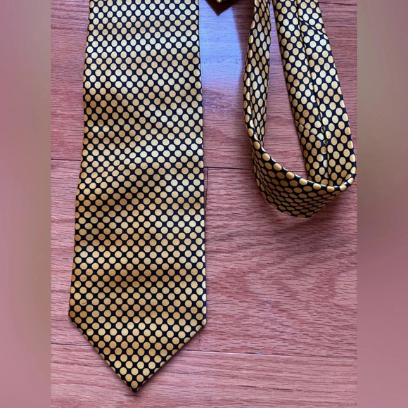 Carlos by Carlos Santana Men's Yellow Dot 100% Silk Tie Eclectic Fun Colorful - Picture 2 of 6